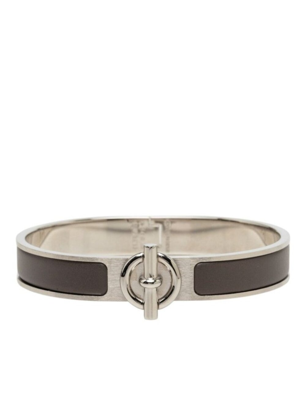 Hermes Clic Glenan ST Bracelet Bangle Silver Gray Metal Enamel